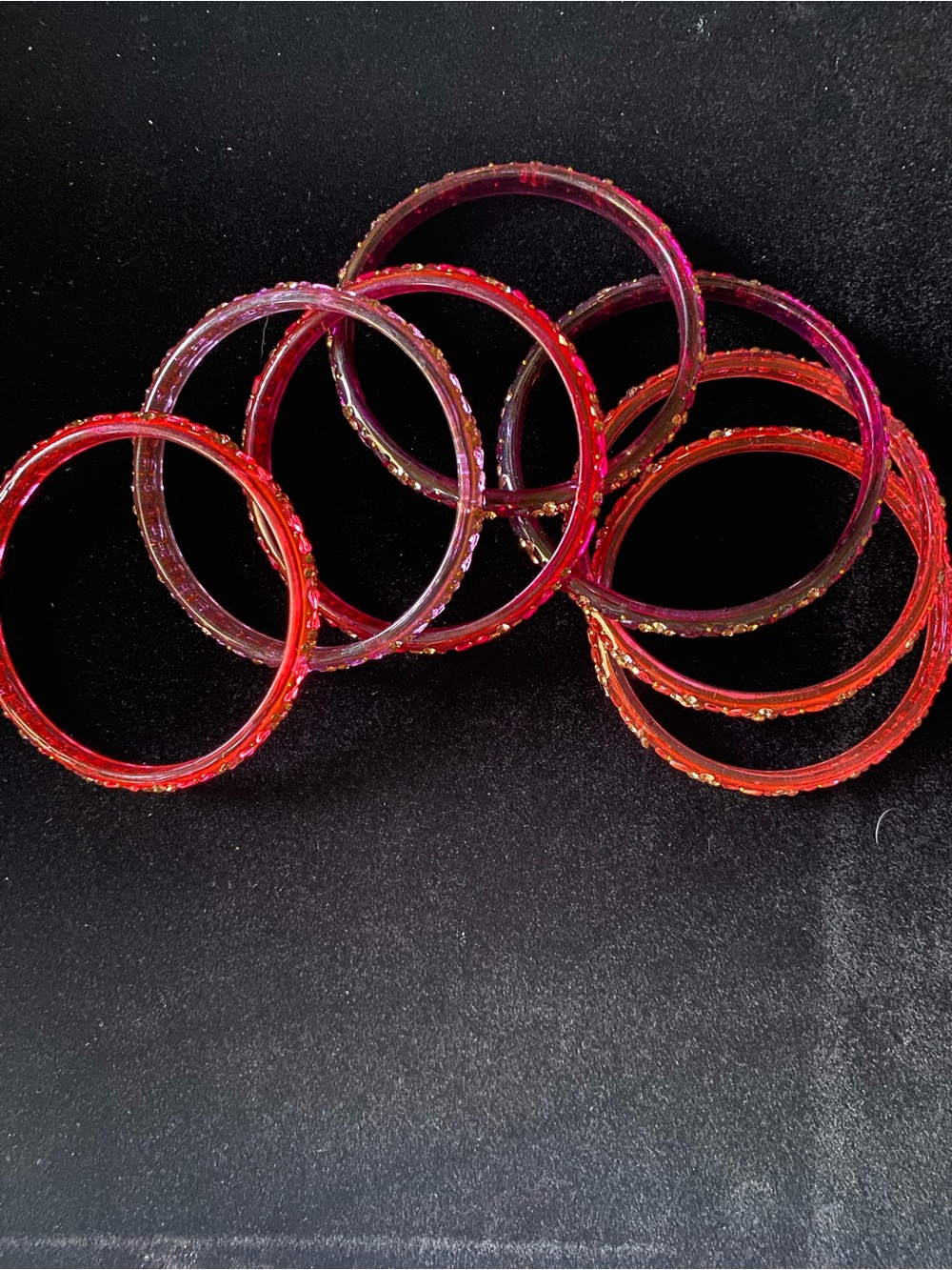 Set of Red Pink Resin Bangle Bracelets